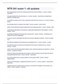NTR 241 exam 1 Question and answers 2023 verified to pass