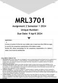 MRL3701 Assignment 2 &lpar;ANSWERS&rpar; Semester 1 2024 - DISTINCTION GUARANTEED