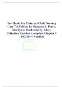 Test Bank For Maternal Child Nursing Care 7th Edition by Shannon E. Perry, Marilyn J. Hockenberry, Mary Catherine Cashion |Complete Chapter 1 - 50| 100 % Verified