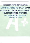 2023 NGN NEW GENERATION COMPREHENSIVE OF ATI EXAM RETAKE 2023 WITH 100% CORRECT QUESTIONS AND ANSWERS ATI COMPREHENSIVE EXIT EXAM 2023/2024 WITH NG