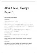AQA A Level Biology  Paper 1/AQA A Level Biology  Paper 1 2023/2024 final exams