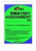EMA1501 ASSIGNMENT 4 DUE 1 SEPTEMBER 2023