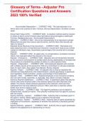 Glossary of Terms - Adjuster Pro Certification Questions and Answers 2023 100&percnt; Verified 