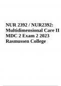 NUR 2392 / NUR2392 Multidimensional Care II MDC 2: Final Exam Questions With Answers 2023/2024 | GRADED