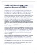 Florida 2-40 health license Exam questions & Answers&lpar;RATED A&rpar;