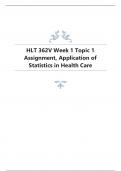 HLT 362V Week 1 Topic 1 Assignment&comma; Application of Statistics in Health Care&period;