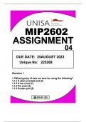MIP2602 ASSIGNMENT04 DUE25AUGUST2023