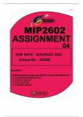 MIP2602ASSIGNMENT4 DUE 25AUGUST2023
