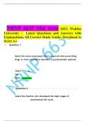 NRNP 6635 Mid term 2023&comma; Walden  University - Latest Questions and Answers with Explanations&comma; All Correct Study Guide&comma; Download to Score A&plus; &bull; Question 1 Select the serum assessment that is required when prescribing drugs to treat psychiatric disorders in 