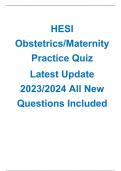 HESI Obstetrics/Maternity Practice Quiz  Latest Update 2023/2024 All New Questions Included