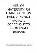 HESI OB MATERNITY QUESTIONS & ANSWERS Version 1 (V1) ACTUAL EXAM LATEST UPDATE 2023/2024 GUARANTEED A+ (All 55 Q&A)