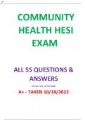 2023 Community Health RN V1 (Version 1) Exit Hesi Guaranteed A+ TB Guide (All 55 Q&A)
