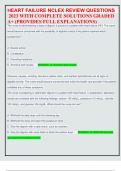 HEART FAILURE NCLEX REVIEW QUESTIONS 2023 WITH COMPLETE SOLUTIONS GRADED  A&plus; &lpar;PROVIDES FULL EXPLANATIONS