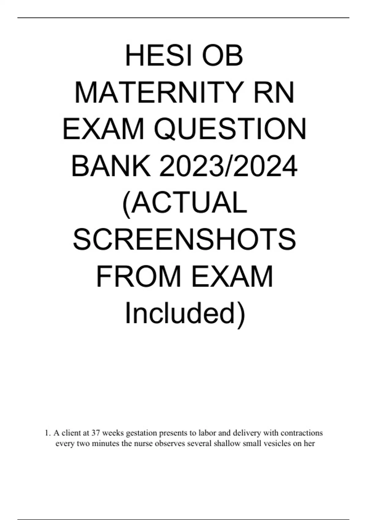 HESI OB MATERNITY QUESTIONS & ANSWERS Version 1 (V1) ACTUAL EXAM LATEST ...