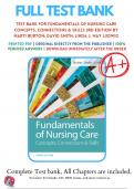 Test Bank For Fundamentals of Nursing Care Concepts&comma; Connections & Skills 3rd Edition by Marti Burton&semi; David Smith&semi; Linda J&period; May Ludwig &vert; 2018&sol;2019 &vert; 9780803669062 &vert; Chapter 1-38 &vert; Complete Questions and Answers A&plus;