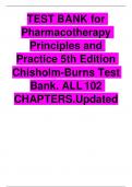 TEST BANK for Pharmacotherapy Principles and Practice 5th Edition Chisholm-Burns Test Bank&period; ALL 102 CHAPTERS&period; Updated 2023