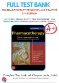 Test Bank for Pharmacotherapy Principles and Practice 5th Edition By Marie A. Chisholm-Burns; Terry L. Schwinghammer; Patrick M. Malone; Jill M. Kolesar; Kelly C. Lee; P (2019-2020) /9781260019445/ Chapter 1-102 Complete Guide A+