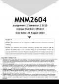 MNN2604 Assignment 2 (ANSWERS) Semester 2 2023 - DISTINCTION GUARANTEED