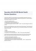 Saunders NCLEX-RN Mental Health Review Questions & Answers 2023 ( A+ GRADED 100% VERIFIED)