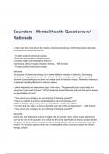 Saunders - Mental Health Questions w/ Rationale Questions & Answers 2023 ( A+ GRADED 100% VERIFIED)