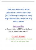  NMLS Practice Test Hard Questions Study Guide with (100 select Quizzes) with Very High Potential to Help ace any NMLS Exam
