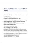 Mental Health Disorders: Saunders NCLEX Review Questions & Answers 2023 ( A+ GRADED 100% VERIFIED)