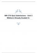 MN 576 Quiz Submissions - Unit 5 Midterm Already Graded A+