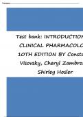 Test bank introduction to clinical pharmacology 10th edition by constance visovsky cheryl zambroski shirley hosler