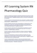 ATI Learning System RN  Pharmacology Quiz