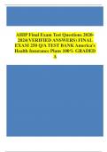 AHIP Final Exam Test Questions 2020-2024 FINAL EXAM 250 Q/A TEST BANK America's Health Insurance Plans (AHIP) Exam Study Guide Questions & Answers