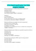 CNA Final Exam&sol;Practice Test With complete Solutions