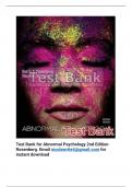 Test Bank for Abnormal Psychology 2nd Edition Rosenberg
