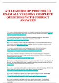 ATI LEADERSHIP PROCTORED EXAM ALL VERSIONS COMPLETE QUESTIONS WITH CORRECT ANSWERS