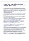Critical Care Exam 1 BUNDLE&vert; 2023-2024 Questions and Answers 100&percnt; Correct
