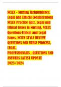 NCLEX - Nursing Jurisprudence:  Legal and Ethical Considerations  NCLEX Practice Quiz, Legal and  Ethical Issues in Nursing, NCLEX  Questions-Ethical and Legal  Issues, NCLEX STYLE REVIEW  QUESTIONS FOR NURSE PROCESS,  LEGAL,  PROFESSIONALIS...QUESTIONS A