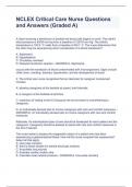 NCLEX Critical Care Nurse Questions and Answers &lpar;Graded A&rpar;