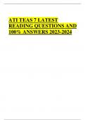 ATI TEAS 7 LATEST READING QUESTIONS AND 100% ANSWERS 2023-2024
