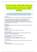 Amateur Radio&comma; 2022-2026 Technician Licensing Class Final Exam &vert; Official Question Pool with Answers &lpar;100&percnt; Verified&rpar;