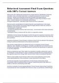 Behavioral Assessment Final Exam Questions with 100&percnt; Correct Answers 