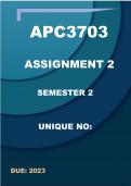APC3703 ASSIGNMENT 2   (DETAILED SOLUTIONS)    ( SEMESTER 2 2023)