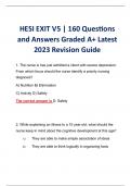 HESI EXIT V5 | 160 Questions and Answers Graded A+ Latest 2023 Revision Guide