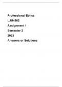 Professional Ethics(LJU4802) Assignment 1 semester 2 2023 answers or solutions