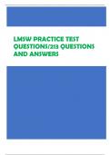 LMSW PRACTICE TEST  QUESTIONS&sol;213 QUESTIONS  AND ANSWERS