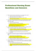Professional Nursing Exam  Questions and Answers
