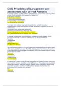 C483 Principles of Management pre-assessment with correct Answers