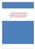 PORTAGE LEARNING BIOD 171 MICROBIOLOGY LECTURE EXAM KEY 1-6 UPDATED VERSION