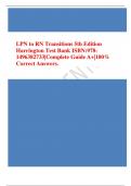 LPN to RN Transitions 5th Edition Harrington Test Bank ISBN:978- 1496382733|Complete Guide A+|100% Correct Answers.