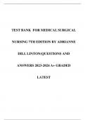 TEST BANK FOR MEDICAL SURGICAL NURSING 7TH EDITION BY ADRIANNE DILL LINTON&lpar;QUESTIONS AND  ANSWERS 2023-2024 A&plus; GRADED  LATEST