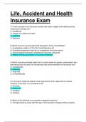 LIFE, HEALTH AND ACCIDENT INSURANCE  EXAM. QUESTIONS WITH 100% VERIFIED ANSWERS.