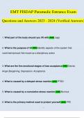 EMT FISDAP Paramedic Entrance Exam Questions and Answers 2023 - 2024 (Verified Answers)